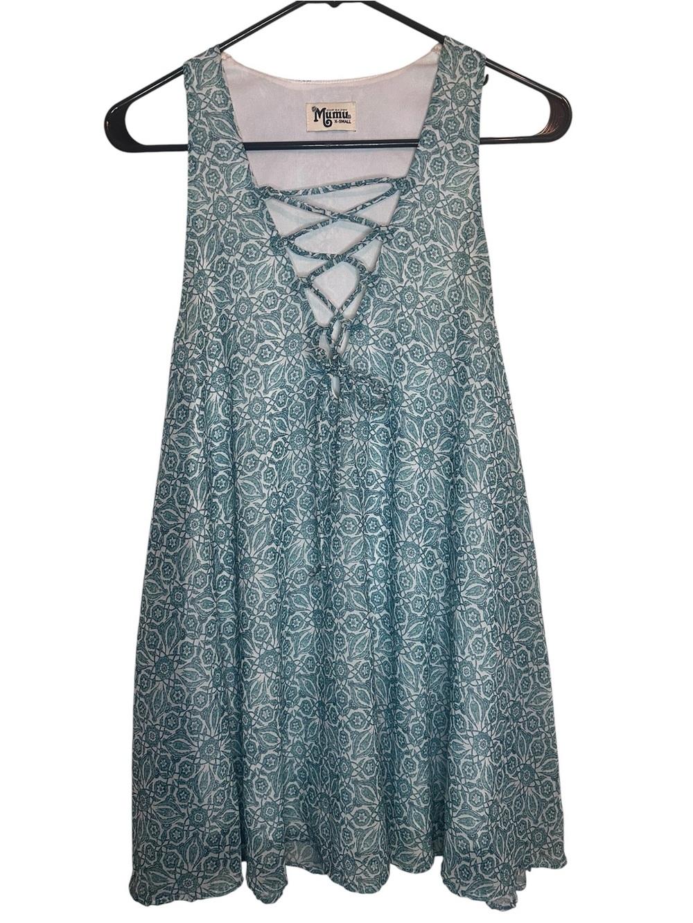 Show Me Your MuMu Teal Lace-Up Mini Dress